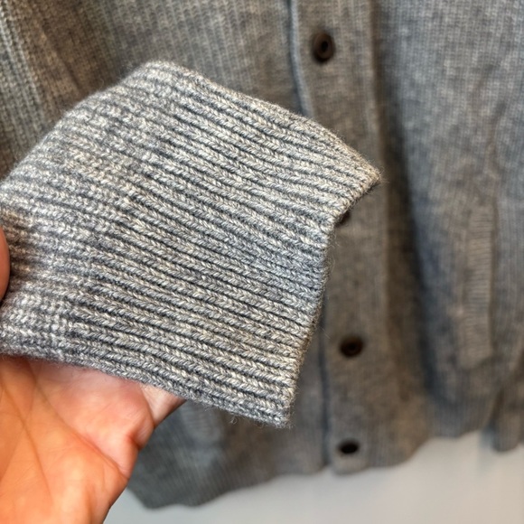Express XL Cardigan Sweater Shawl Collar Gray Button-Up Wool Blend Pockets - Picture 8 of 12